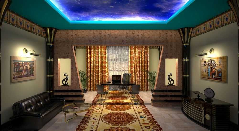 Египетский стиль (57 фото): интерьер спальной комнаты, дизайн и ремонт, мебель и обои для стен кухни и гостиной