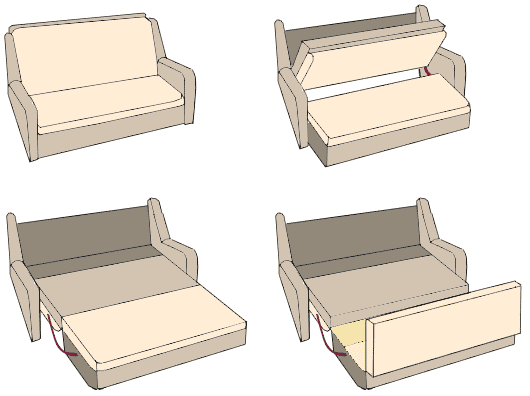 Диван, раскладывающийся вперед (89 фото): раскладные модели с ящиком для белья, маленькие и шириной 140 см